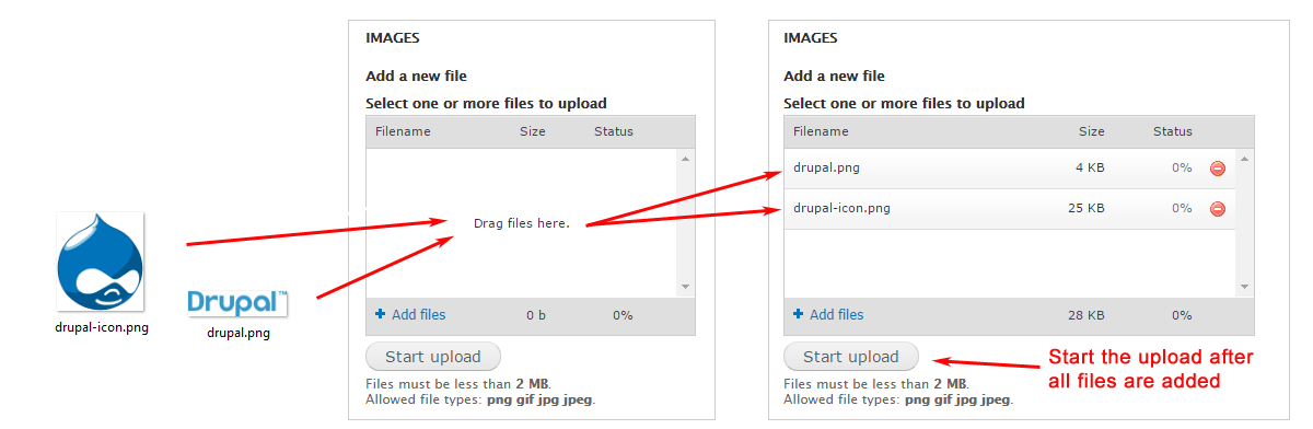 Drupal Drag Drop Multiple File Upload Images