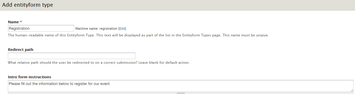 Drupal Entity Form Basic Setup