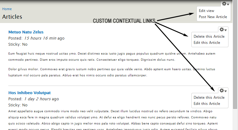 Drupal Custom Context Links