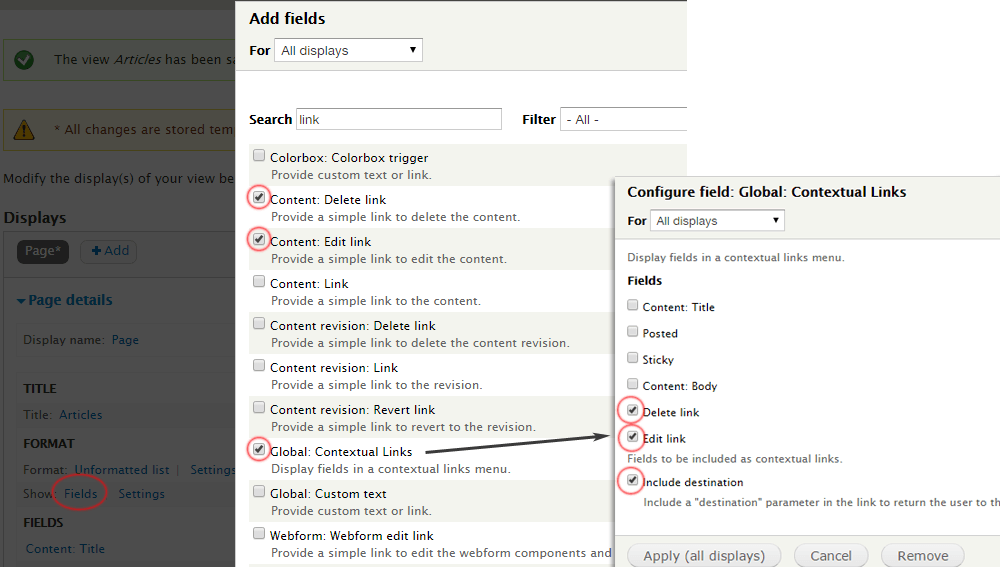 CREATING CONTEXT LINKS FOR A VIEWS NODE