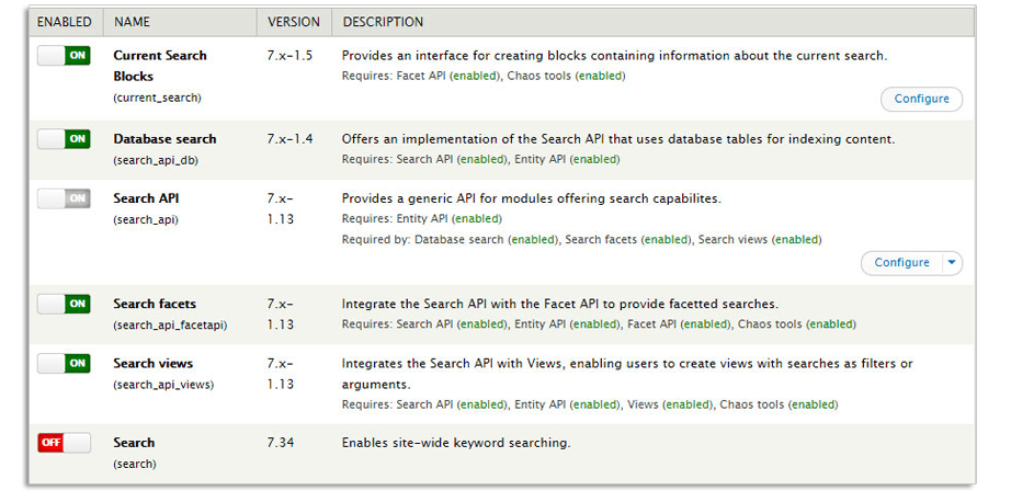 Drupal Search API Module Settings