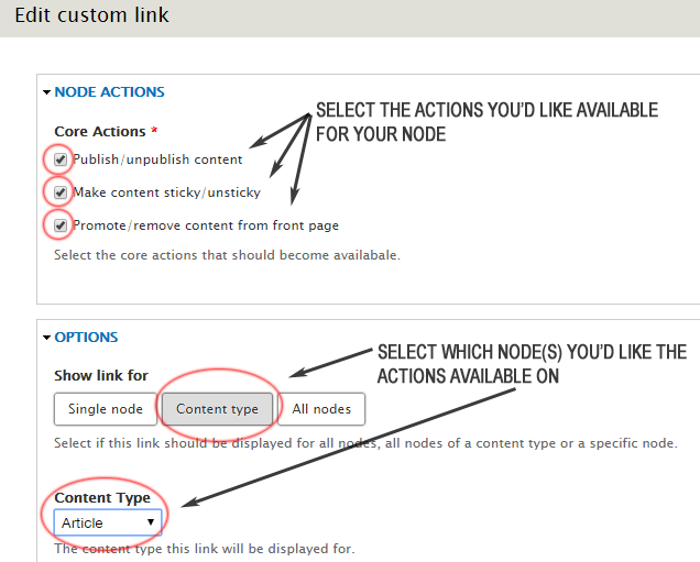 Edit Custom Context Links for Nodes